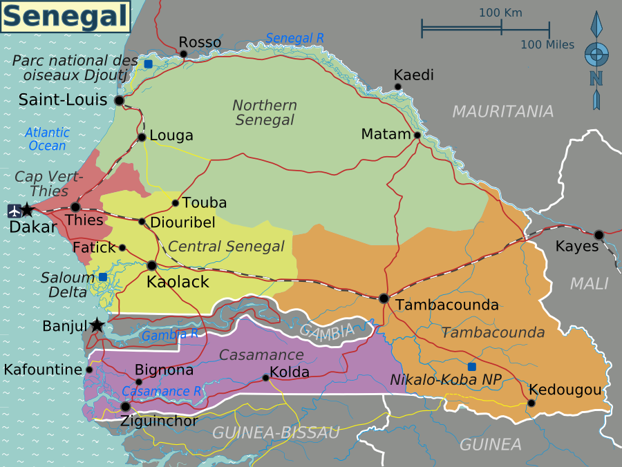Map of Theis in Senegal