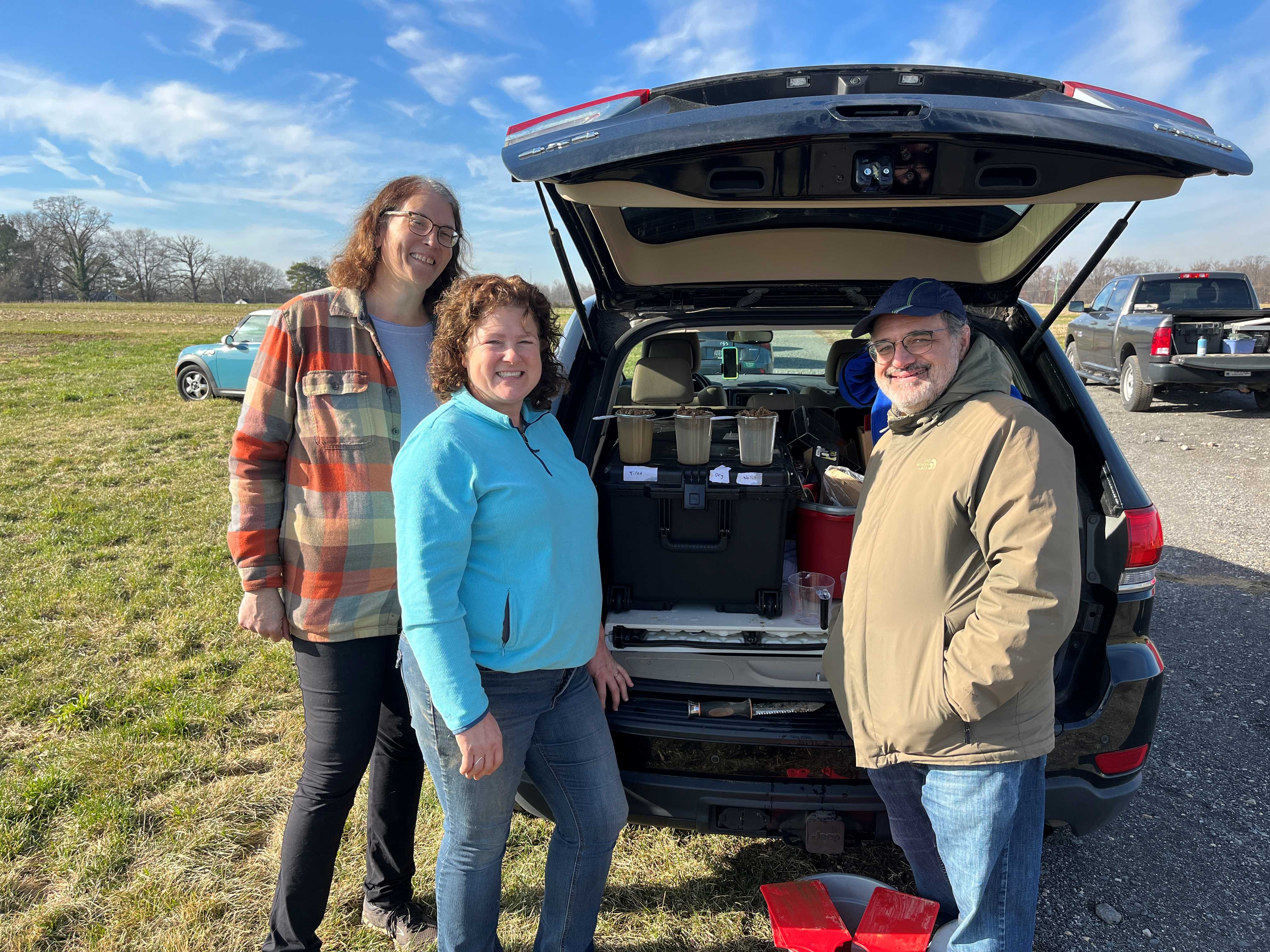 USDA Northeast Climate Hub collaborating partners Dr. Kate White (ARS), Elizabeth Marks (NRCS) and Northeast Climate Hub co-director Dr. Michel Cavigelli (ARS).  Research done by ARS can help NRCS planners support farmers with the latest information on growing systems.