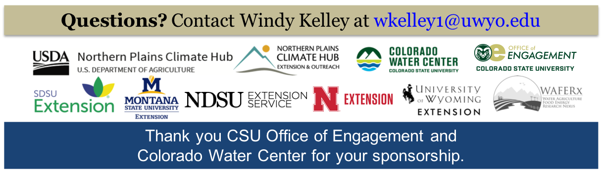 Partner logos, and thank you CSU Office of Engagement & CO Water Center for your sponsorship.