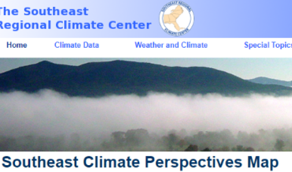 Screen grab from the Southeast Regional Climate Center's Southeast Climate Perspectives website 
